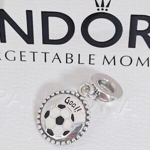 Pandora Goal! Football Dangle Charm Soccer Sports Pendant S925 Silver with box